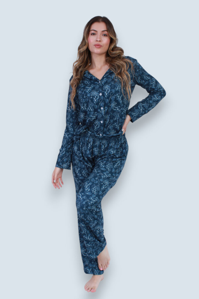 Pijama Camisera Manga Larga, Estampado UVAS