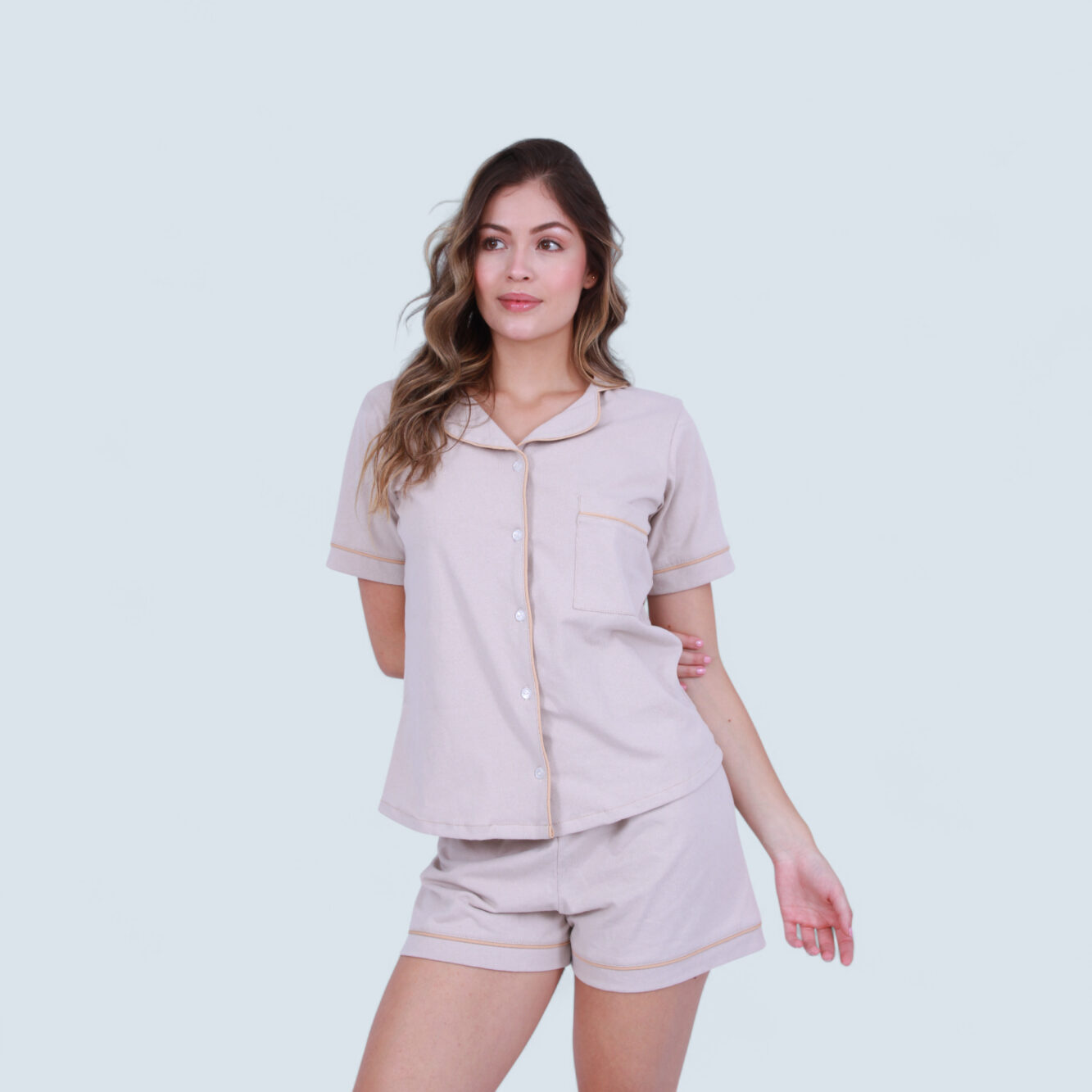 Pijama Algodón Camel Corta