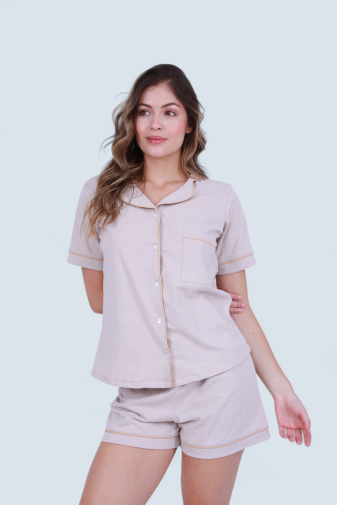 Pijama Algodón Camel Corta