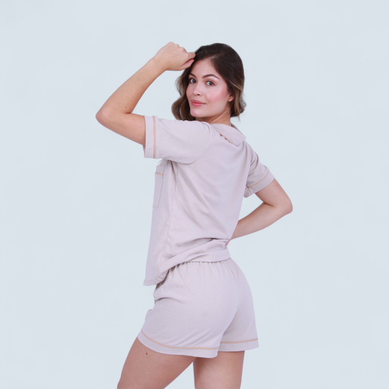 Pijama Algodón Camel Corta - Image 2