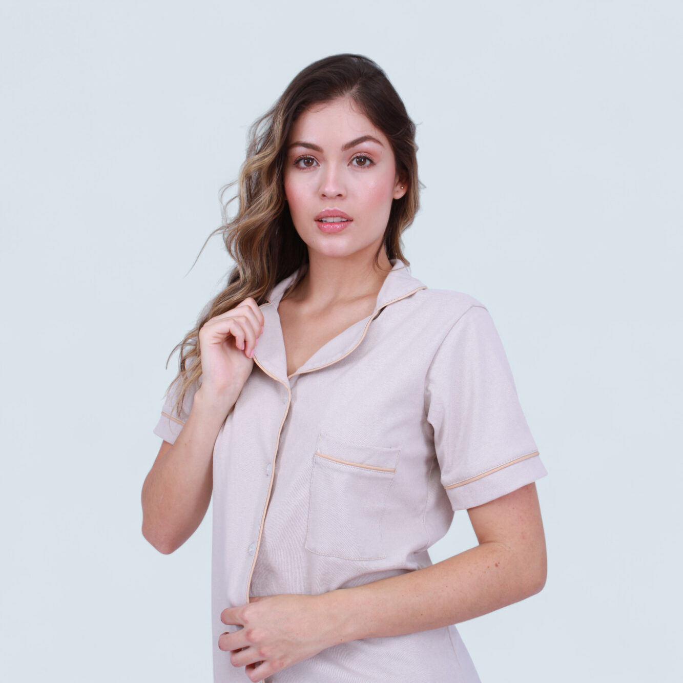 Pijama Algodón Camel Largo - Image 4