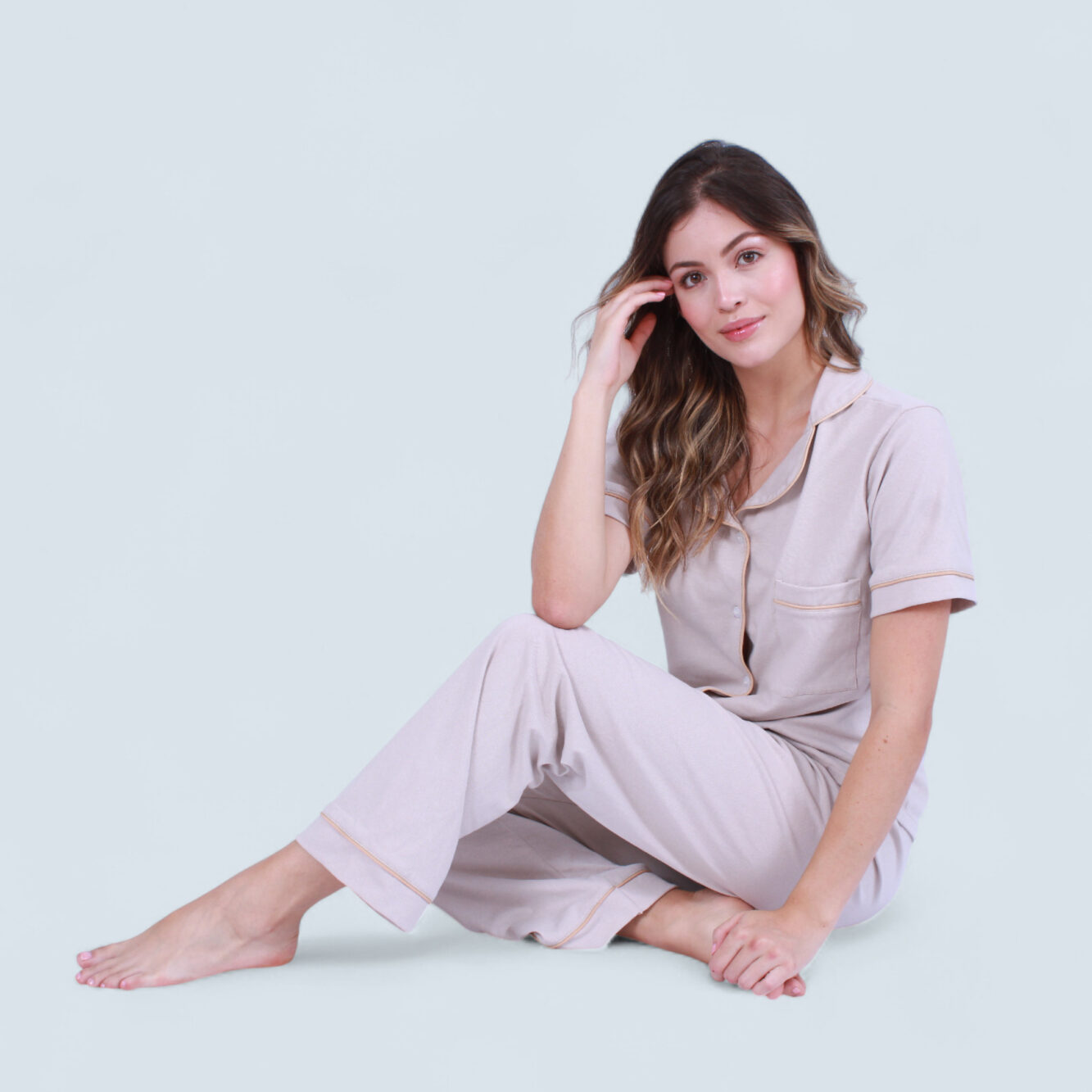 Pijama Algodón Camel Largo