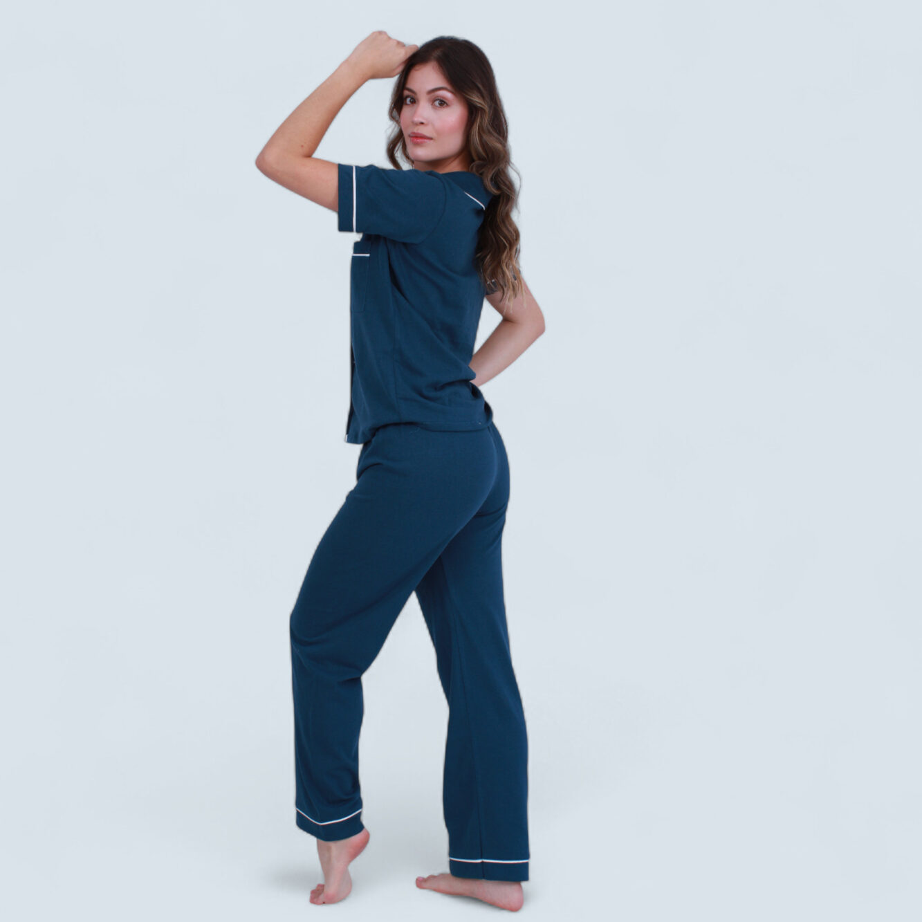 Pijama Algodón Azul Largo - Image 3