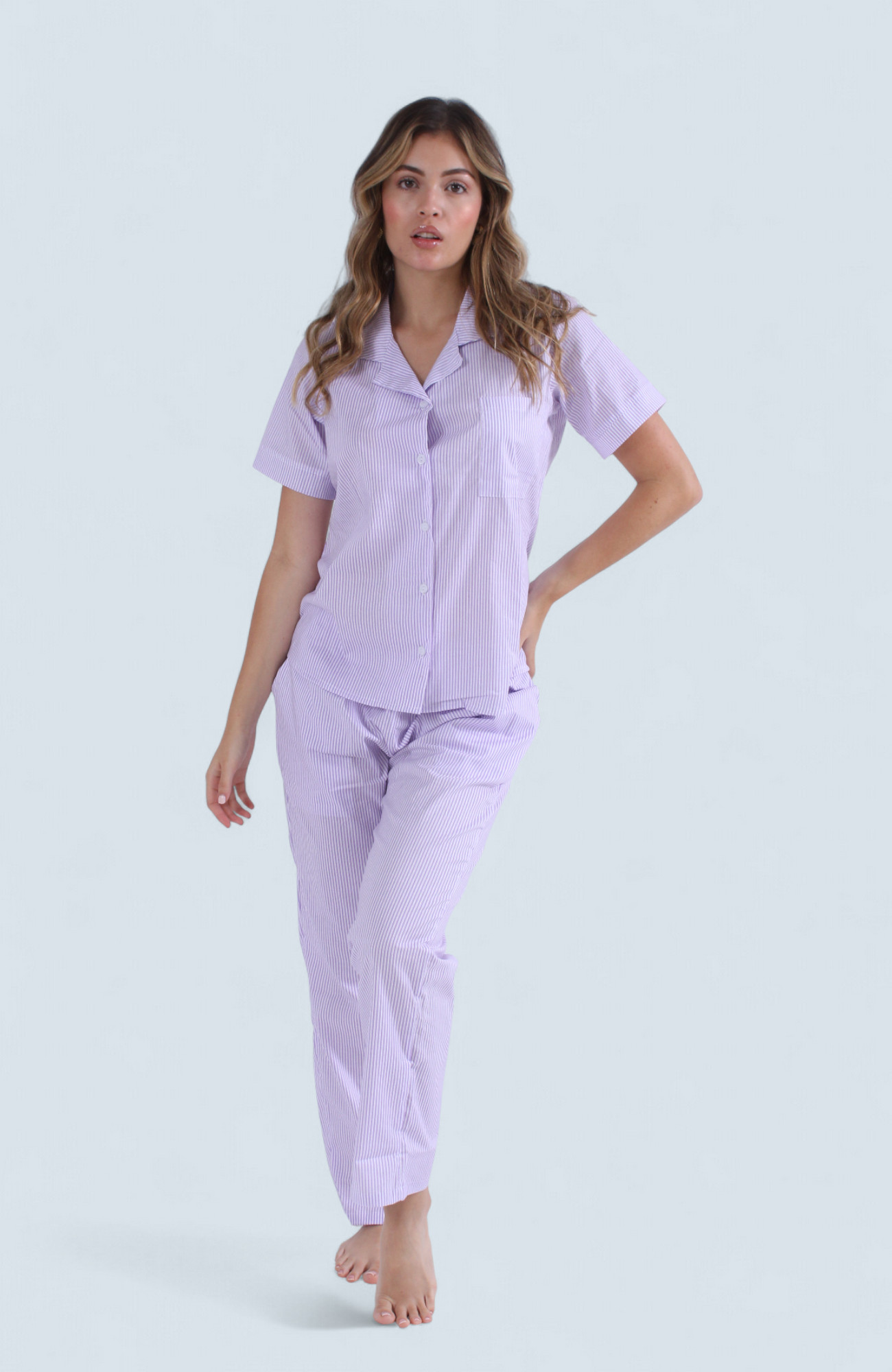 Pijama Camisera Algodón Morado - Image 2