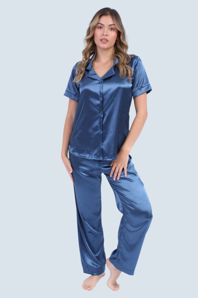 Pijama Satín Azul