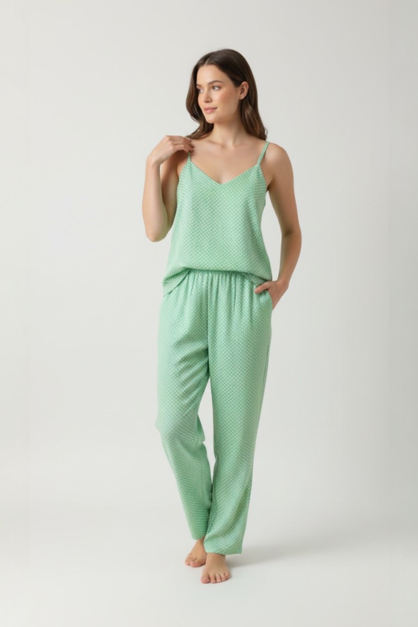 Pijama Chalis Verde Copo de Nieve