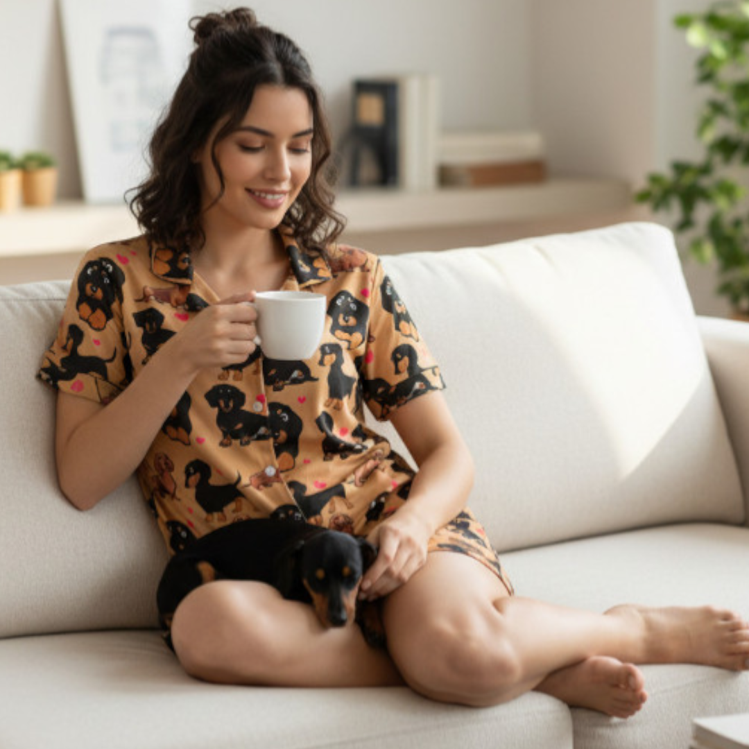 Pijama estampado de perrito salchicha