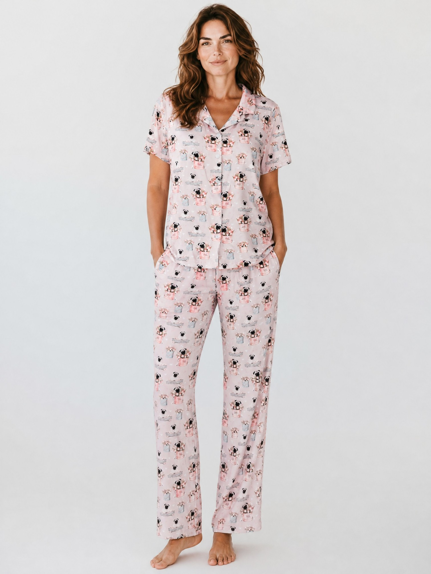 Pijama Estilo Camisero con Estampado Delicado - Image 3