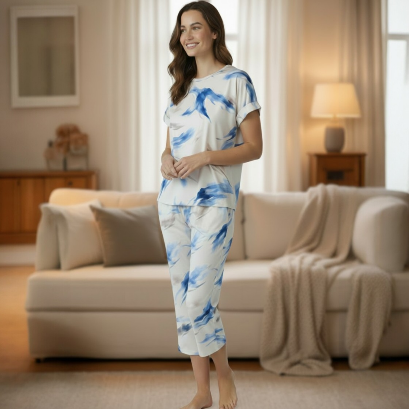 Pijama Pantalón capri-Diseño Acuarela