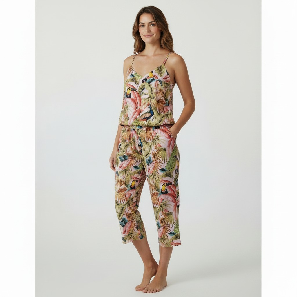 Pijama Capri Tropical Pavo Real – Jardín Exótico - Image 4