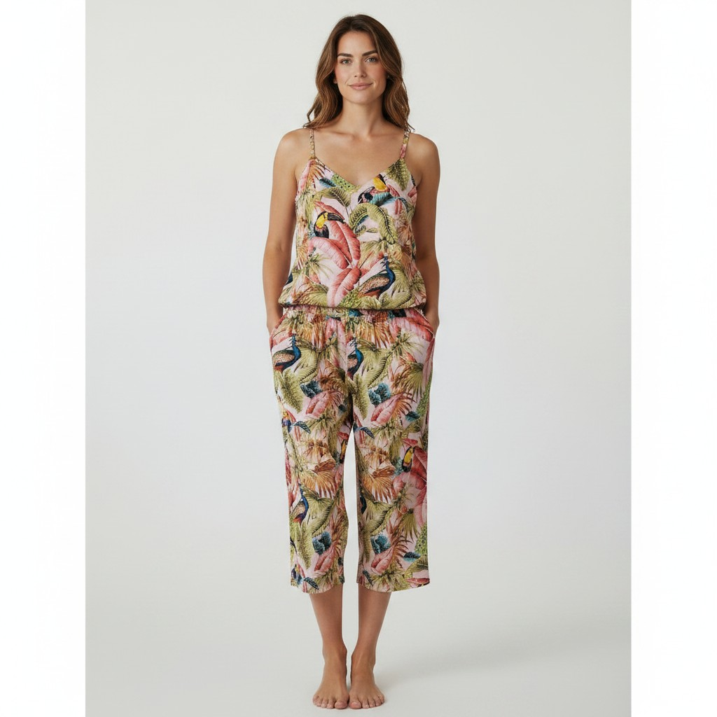 Pijama Capri Tropical Pavo Real – Jardín Exótico - Image 5